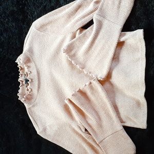 Forever 21 Pink Ribbed Bell Sleeve Top